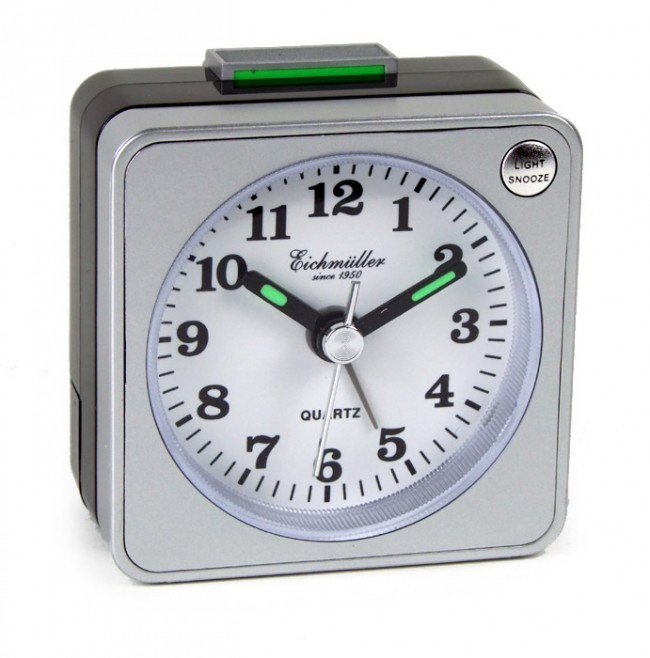 Eichmüller Wecker Reisewecker analog Licht Snooze 9808/01silbern